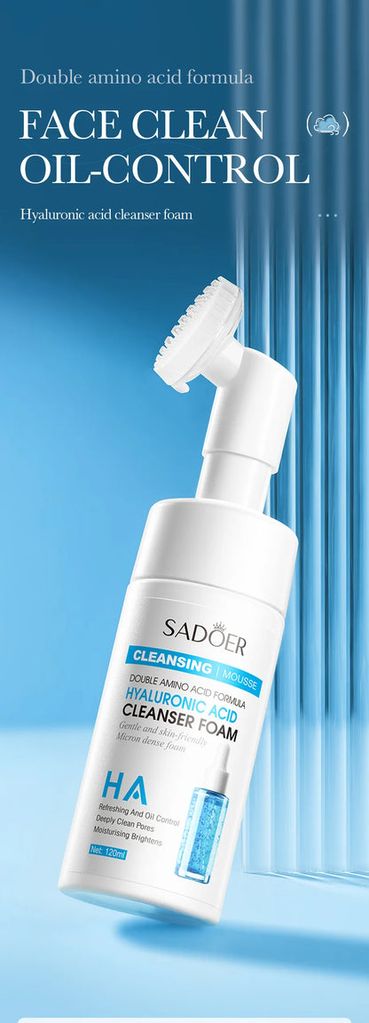 SAODER Q10 & Vitamin C Facial Cleanser — Moisturizing Brightening Face Wash Foam for Gentle Skin Cleansing