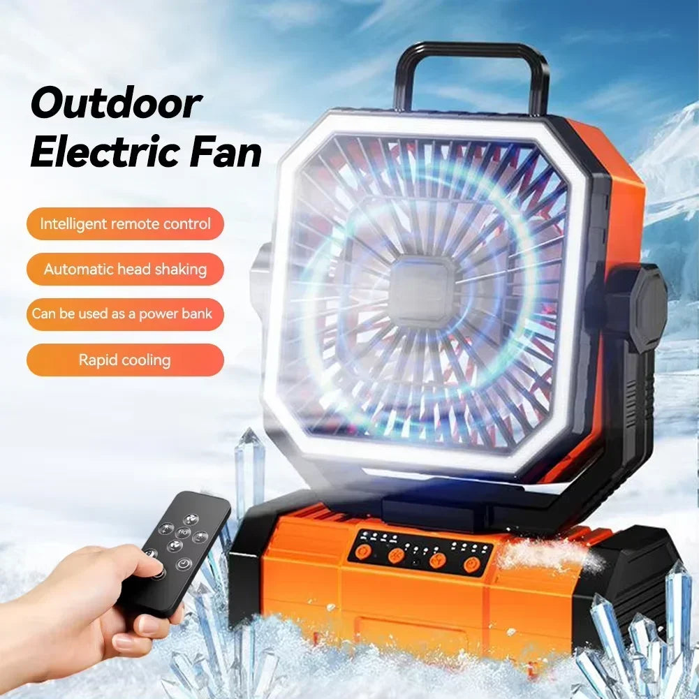 20000mAh Rechargeable Camping Fan - 360° Rotating Hanging Tent Fan with Hook for Outdoor, Fishing & Desk Use
