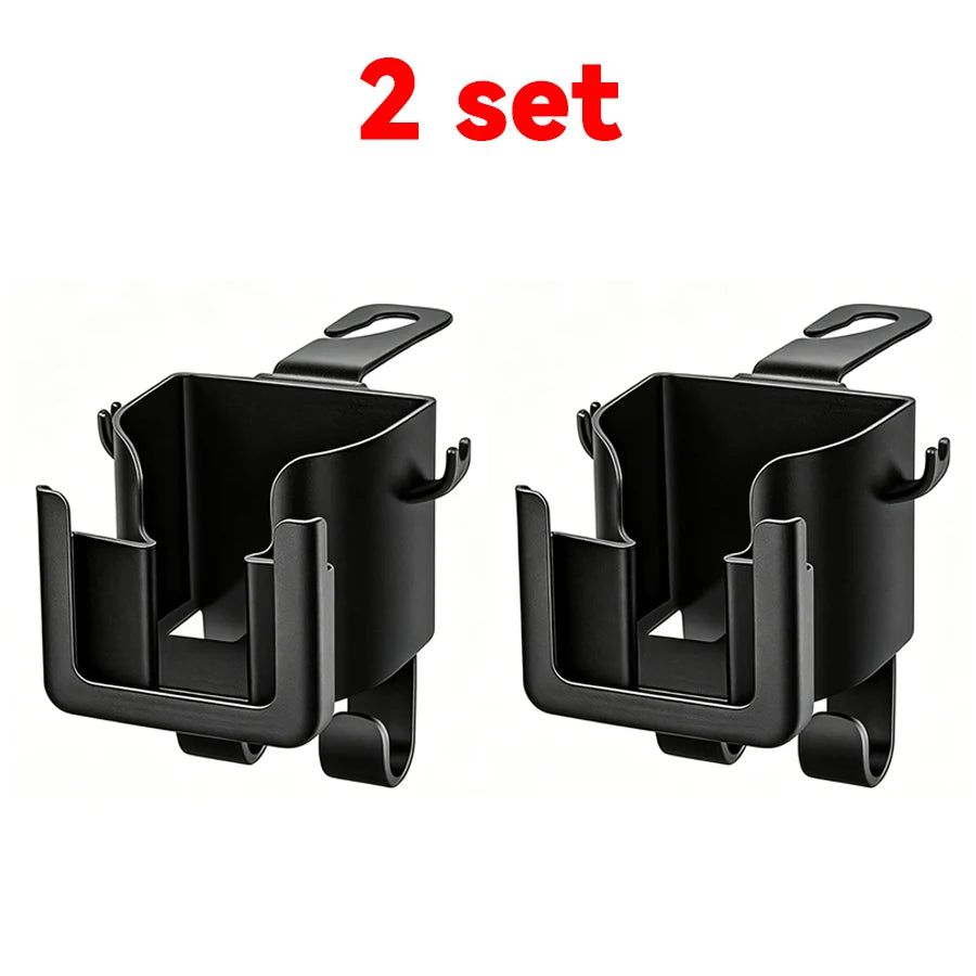 2-Pack Car Seat Back Organizer – Cup Holder, Hook & Phone Bracket Rear Storage for Water Bottle, Phone & Car Interior Accessories