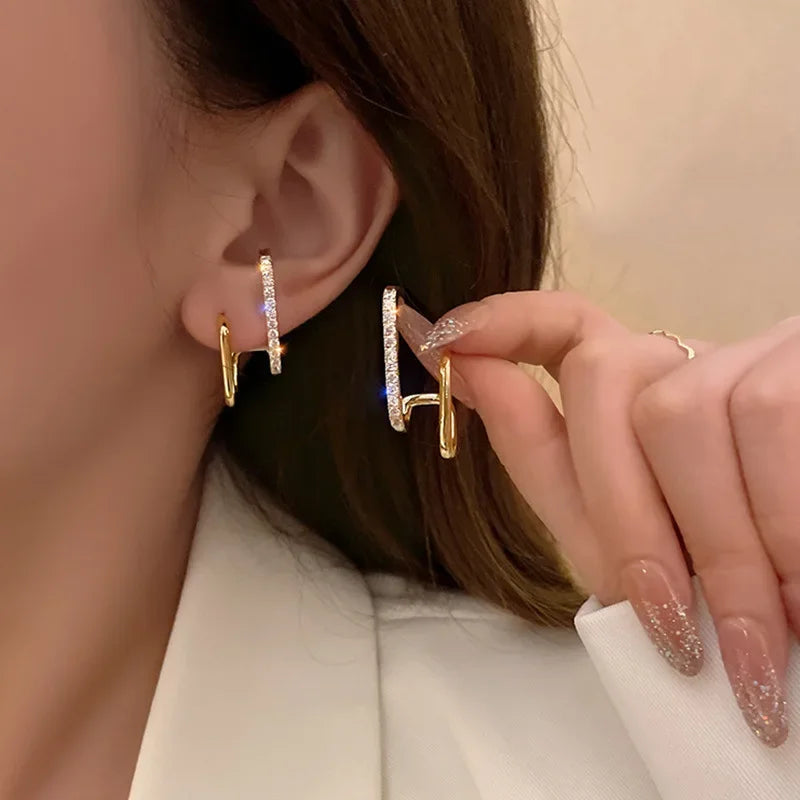 Korean Vintage Pearl & Crystal Earrings for Women — Luxury Zircon Flower, Butterfly & Leaf Stud Jewelry