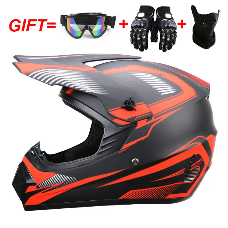 Youth & Kids Motorcycle Full Helmet - Children’s Motocross Casco Moto, Off-Road Protective Helmet with Goggles & Gloves