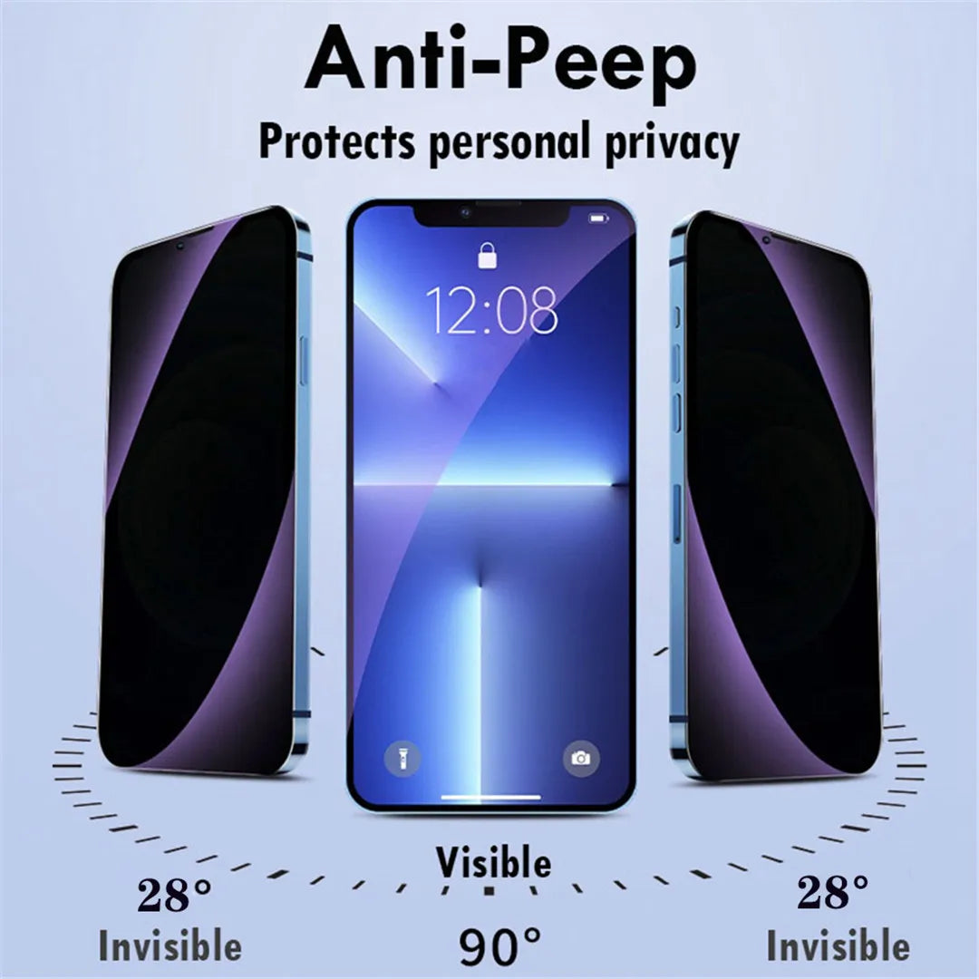 1–3PCS Anti-Blue Light Privacy Screen Protector – Tempered Glass for iPhone 11–15 Series, Eye Protection & Clear Display