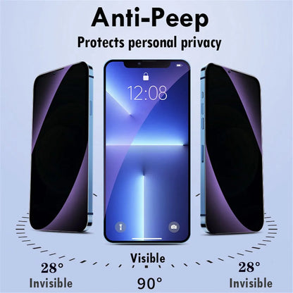 1–3PCS Anti-Blue Light Privacy Screen Protector – Tempered Glass for iPhone 11–15 Series, Eye Protection & Clear Display