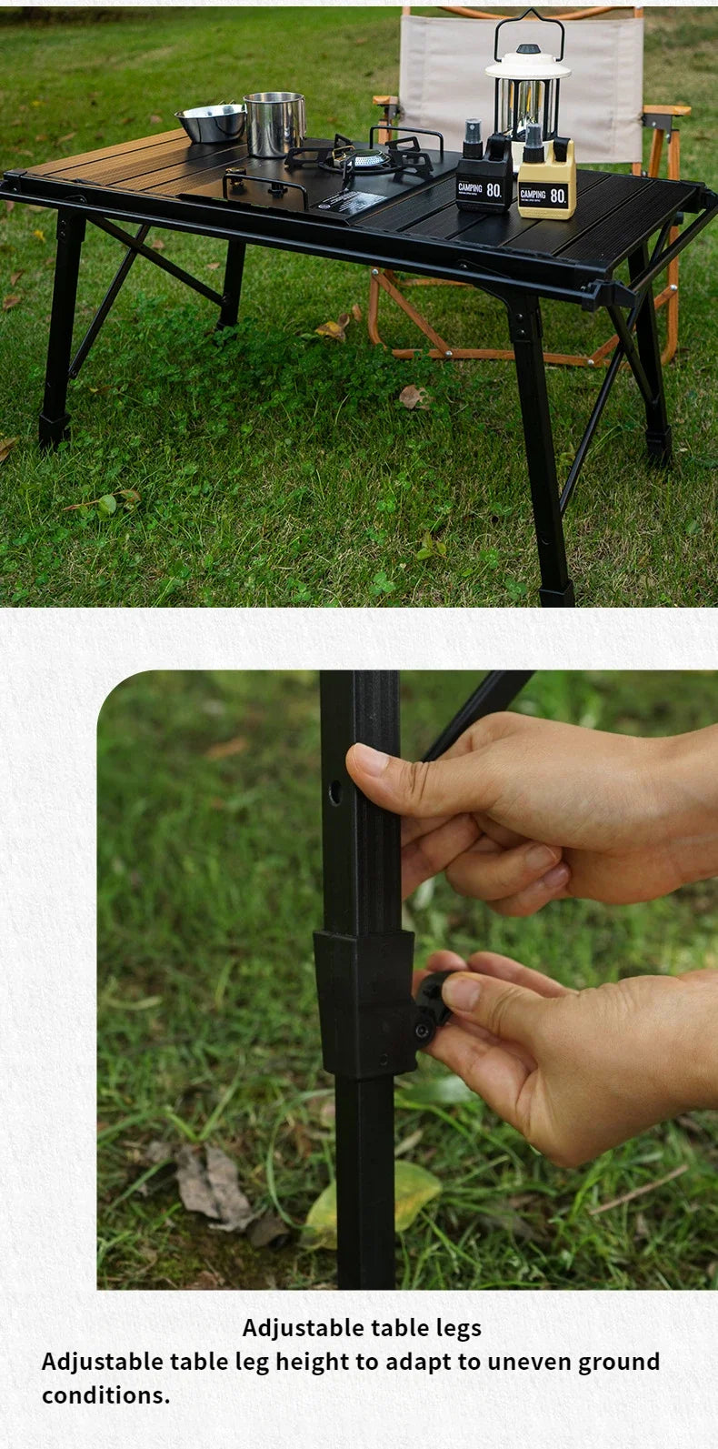 Newest Folding IGT Table – Lightweight Portable Roll-Up Table with Adjustable Legs for BBQ, Desktop Burner & Backpacking