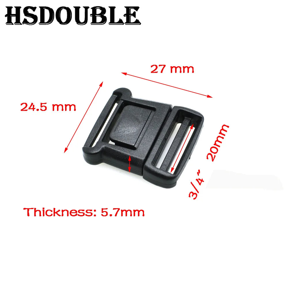 10pcs Black Plastic Center Release Buckle Set – Durable Outdoor Bag & Luggage Fastener Accessories for Travel & Student Bags