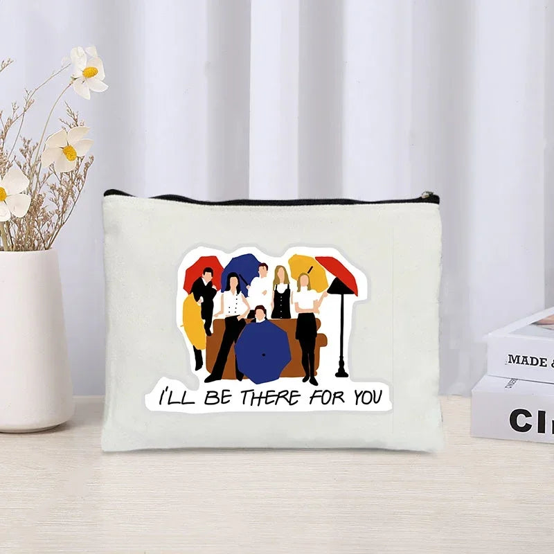 TV Show Friends Makeup Bag for Women - Travel Cosmetic Organizer, Eco-Friendly Canvas Pouch, Kawaii Purse and Pencil Case