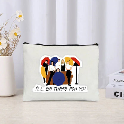 TV Show Friends Makeup Bag for Women - Travel Cosmetic Organizer, Eco-Friendly Canvas Pouch, Kawaii Purse and Pencil Case