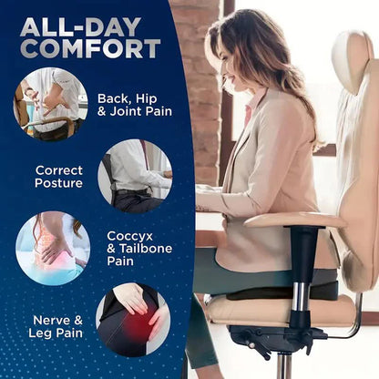 Travel Memory Foam U-Shaped Seat Cushion | Car, Office Chair Cushion Pad for Hip Support & Orthopedic Massage