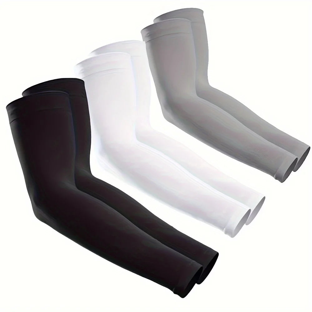 3 Pairs Unisex Sun Protection Arm Sleeves — Breathable Cooling Covers for Outdoor Activities, Cycling, Running & Mountaineering