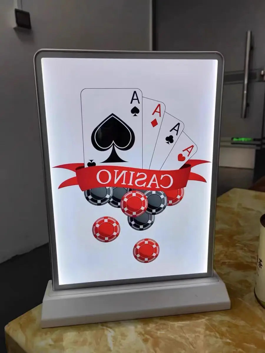 Ultra-Thin Rechargeable Double-Sided LED Light Box Display Stand – Tempered Glass Desktop Advertising Poster Frame for Bar & Shop