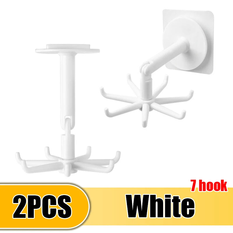 Kitchen 7-Claw Rotatable Hook Rack – 360° Multi-Purpose Spoon & Utensil Hanger, Storage Organizer Accessories