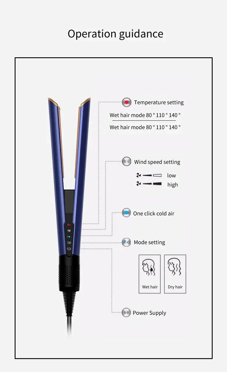 2-in-1 Professional Negative Ion Hair Straightener & Dryer – Heat-Up Flat Iron Styling Tool