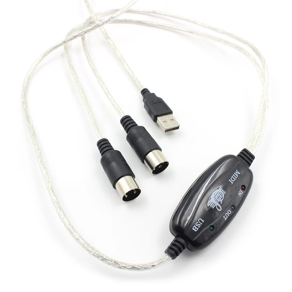 USB MIDI Cable Interface - USB to MIDI IN/OUT Converter Adapter for Keyboard, PC Audio & Music Recording