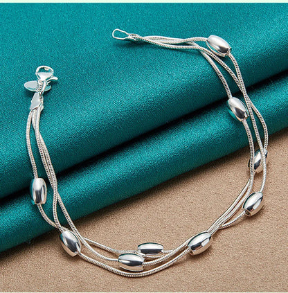 925 Sterling Silver Bracelet — Fashion Design Beaded Chain, High-Quality Jewelry for Women, Ladies, and Wedding Gifts