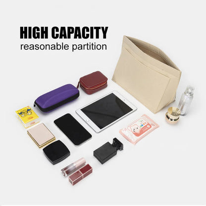Makeup Organizer Felt Insert Bag: Portable Travel Inner Purse for Women's Handbag - Fits Various Brand Cosmetic Bags