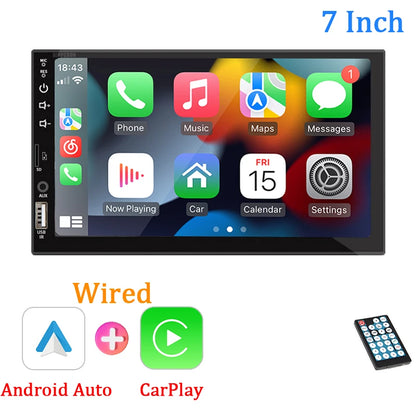 7" Car Radio – 1 Din Carplay Android Auto Multimedia Player, HD Touch Screen, FM, AUX Input, Bluetooth & MirrorLink Autoradio