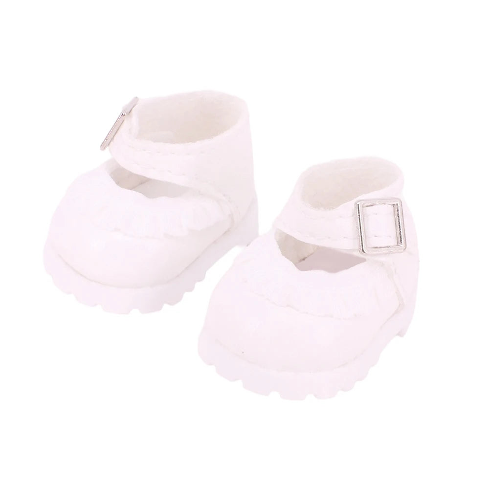 3.8cm Doll Shoes for 17cm Labubu Doll — Solid Color Lace-Up Canvas PU Shoes, Doll Clothing Accessories & Girl’s Toy Gift