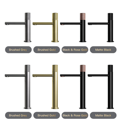 Brass Black Bathroom Faucet – High-End Hot & Cold Round Hand Washing Faucet for Toilet & Hotel