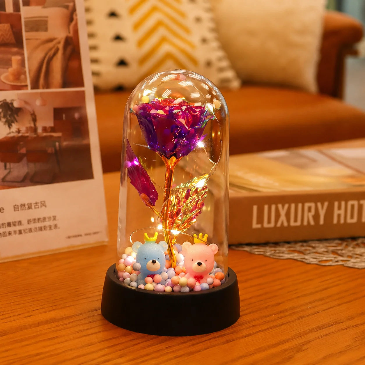 LED Eternal Rose Gift - 24K Gold Foil Flower with Glass Dome Light for Valentine’s Day, Wedding & Special Occasions