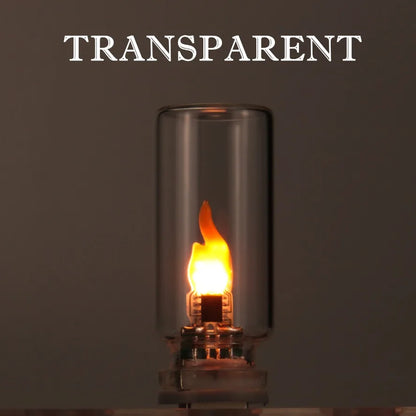 USB LED Flame Night Light - Flickering Dynamic Flame Lamp with Frosted Glass for Car Interior & Home Decor