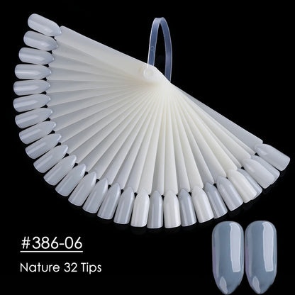 50-Piece Nail Swatch Display Tips - Clear Oval Fan Nail Polish Practice Palette