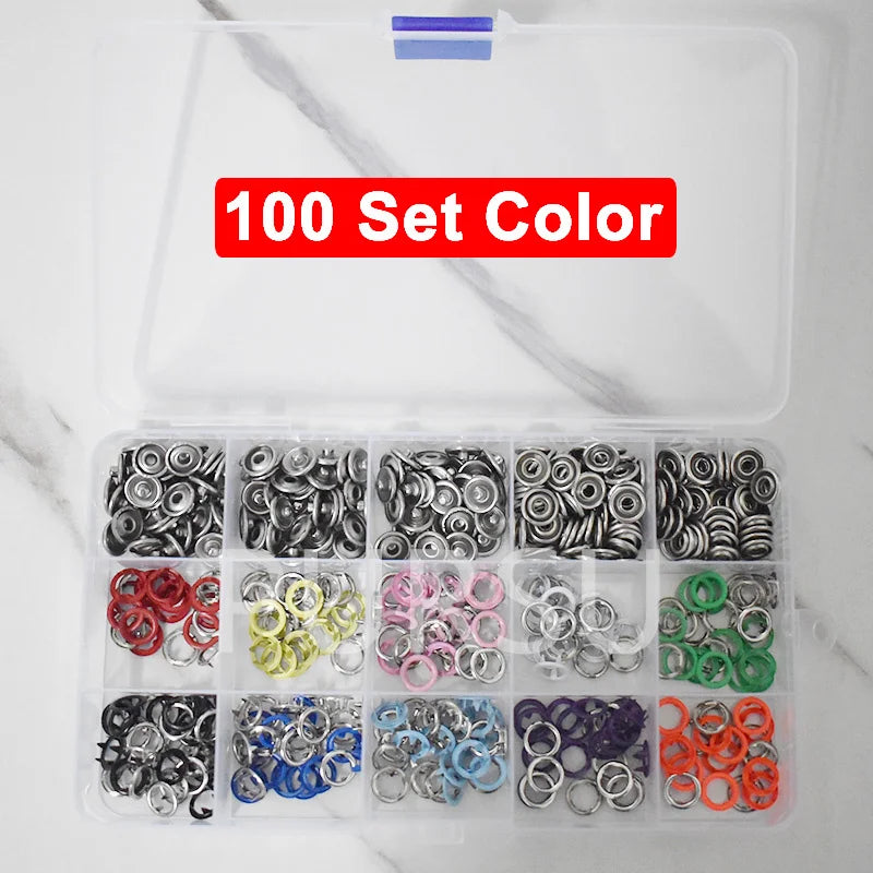 9.5mm Metal Hollow Five-Claw Snap Button — DIY Sewing & Craft Installation Tool for Clothes and Bags