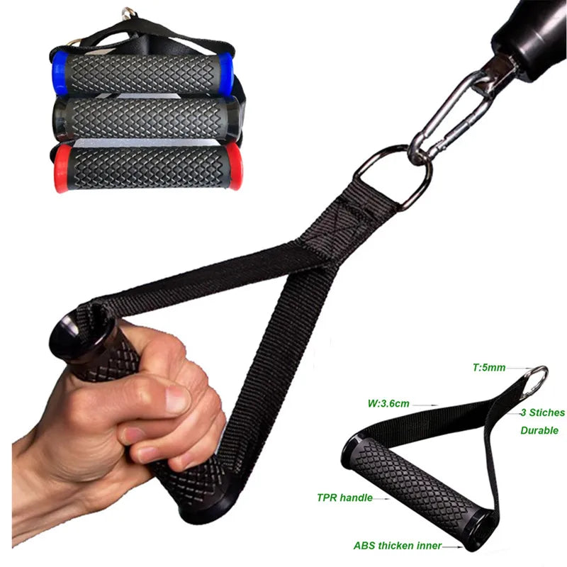 Multifunction Gym Resistance Band Handles — Anti-Slip Nylon Grip Puller for Fitness & Gantry Accessories