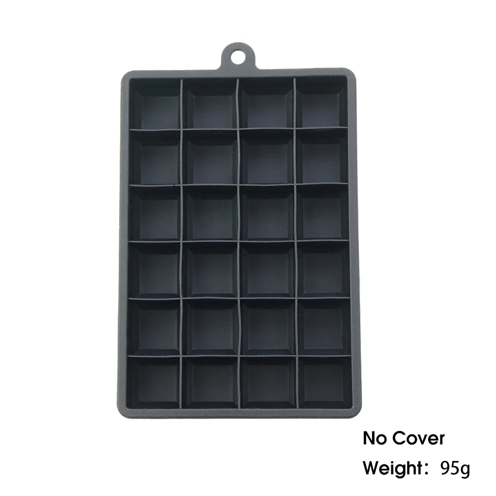24-Hole Silicone Ice Tray — Square Mold for Ice, Food, Cheese, Jelly, with or without Lid