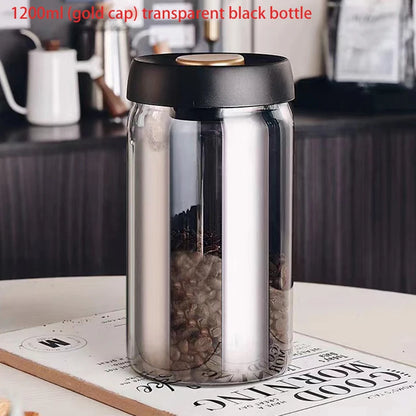 Vacuum Sealed Glass Coffee Bean Jar — Airtight, Moisture-Proof Household Container with Air Extraction for Fresh Coffee