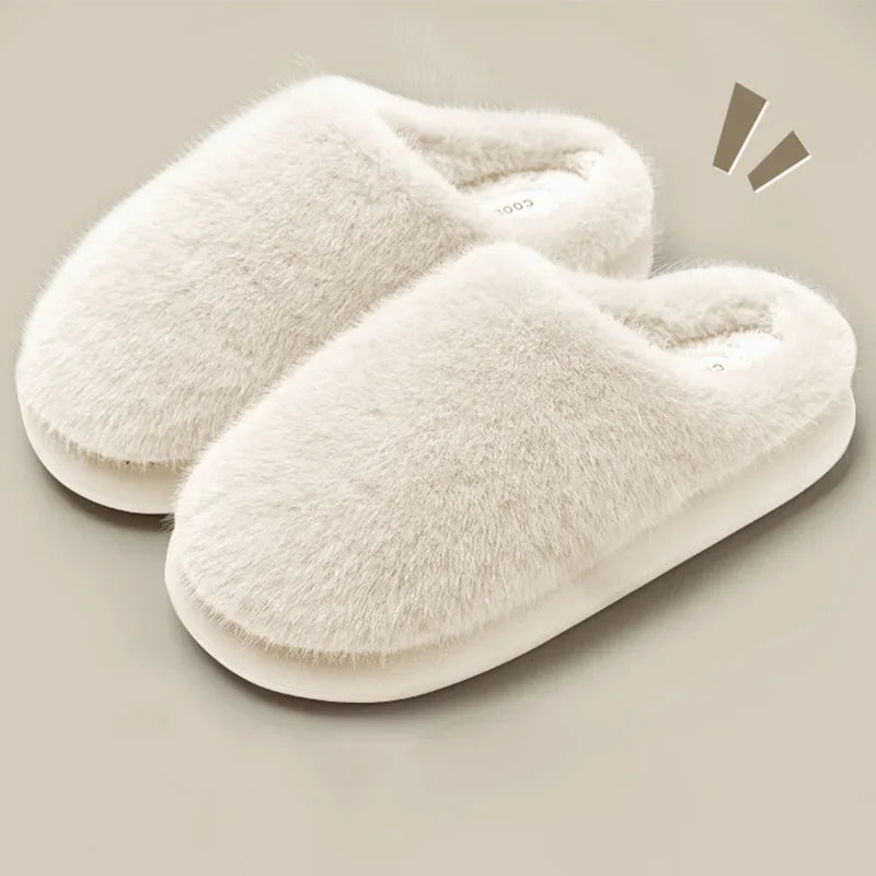 Women’s Winter Faux Fur Slippers – Plush Toe-Cover, Soft Cotton Indoor House Shoes with Thick Slip-Resistant Sole