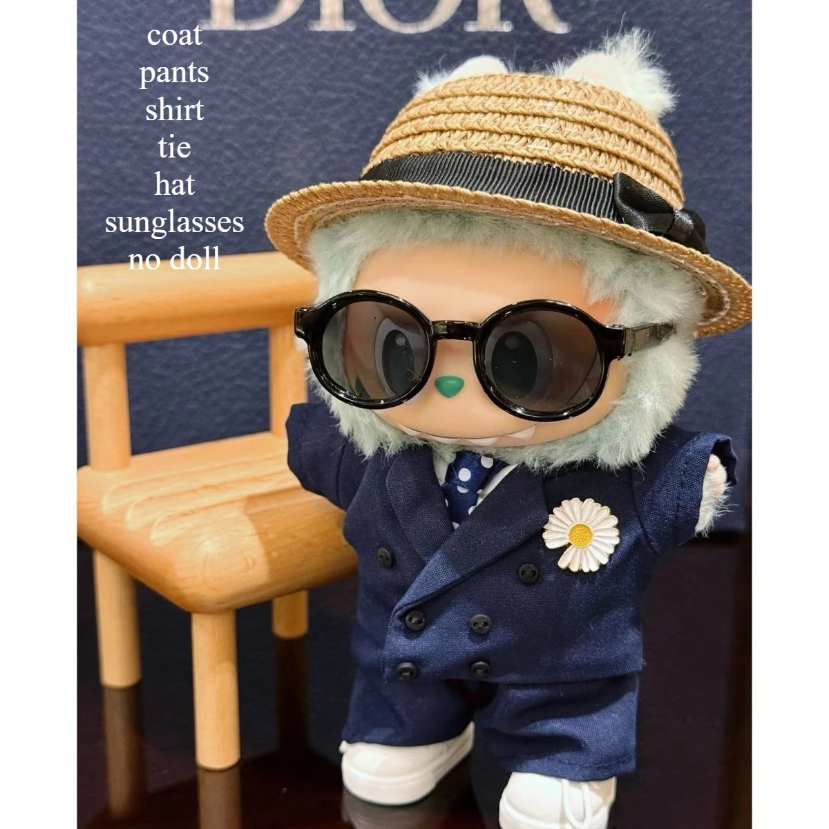 G-Dragon Labubu Baby Clothes 17cm Vinyl Plush Doll Outfit – Cute Suit Pendant for Doll Keychains