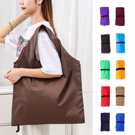 Foldable Shopping Bag – Reusable, Eco-Friendly One Shoulder Grocery Tote, Solid Color, Ideal for Travel and Supermarket