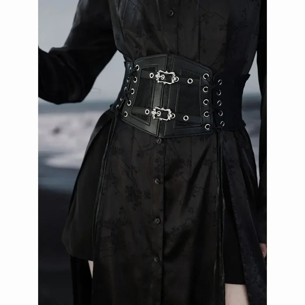 Retro Gothic Corset Belt - Elastic Lace Pin Buckle Waist Belt for Women's Dresses & Shirts