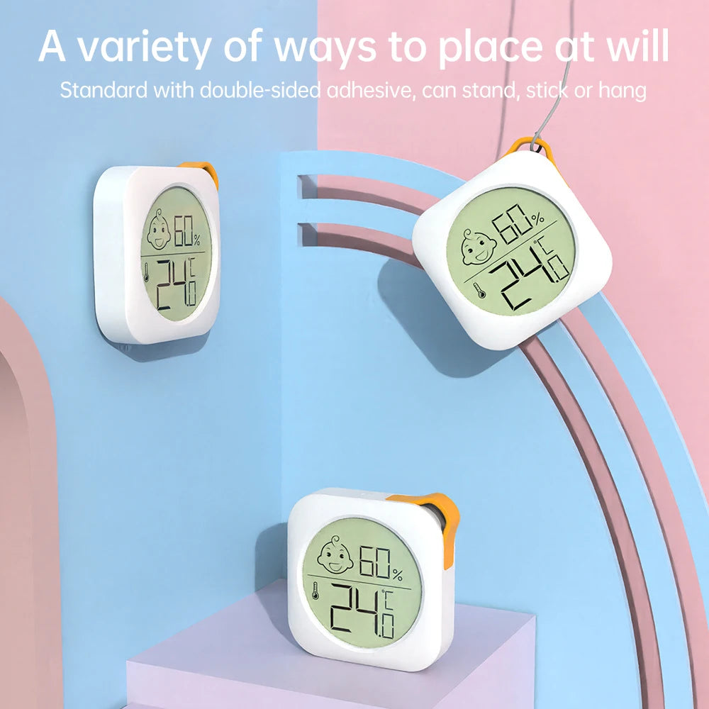 Mini Indoor Thermometer & Hygrometer - LCD Digital Temperature and Humidity Meter for Home, Office & Desktop Use