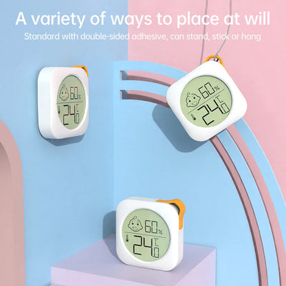 Mini Indoor Thermometer & Hygrometer - LCD Digital Temperature and Humidity Meter for Home, Office & Desktop Use