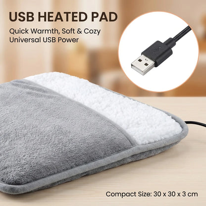 USB Electric Heated Foot Warmer Pad – Soft Plush Winter Heating Mat, Washable Foot Heating Cushion for Sleep & Home Comfort