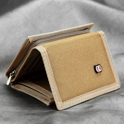 Men's Korean Tri-Fold Coin Purse – 5 Colors, Slim Canvas Wallet, Multifunctional Card Holder