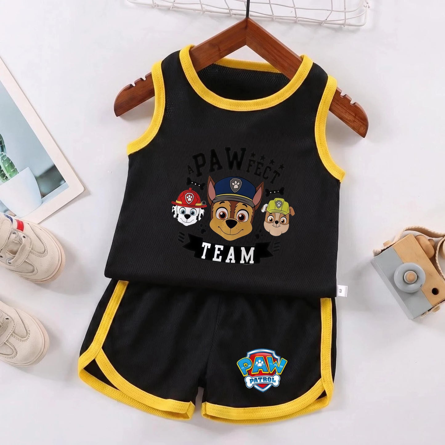 PAW Patrol Kids Soccer Jersey Set - Colorful Sleeveless Sportswear Training Outfit
