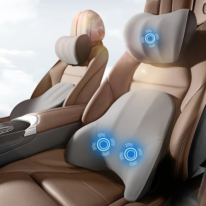 Car Electric Lumbar & Neck Massage Cushion | Single Headrest Vibration Pillow for Seat Support