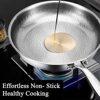 Premium Titanium Alloy Frying Pan - Uncoated Steak & Pancake Skillet for Gas Stoves, Non-Stick Kitchen Cookware