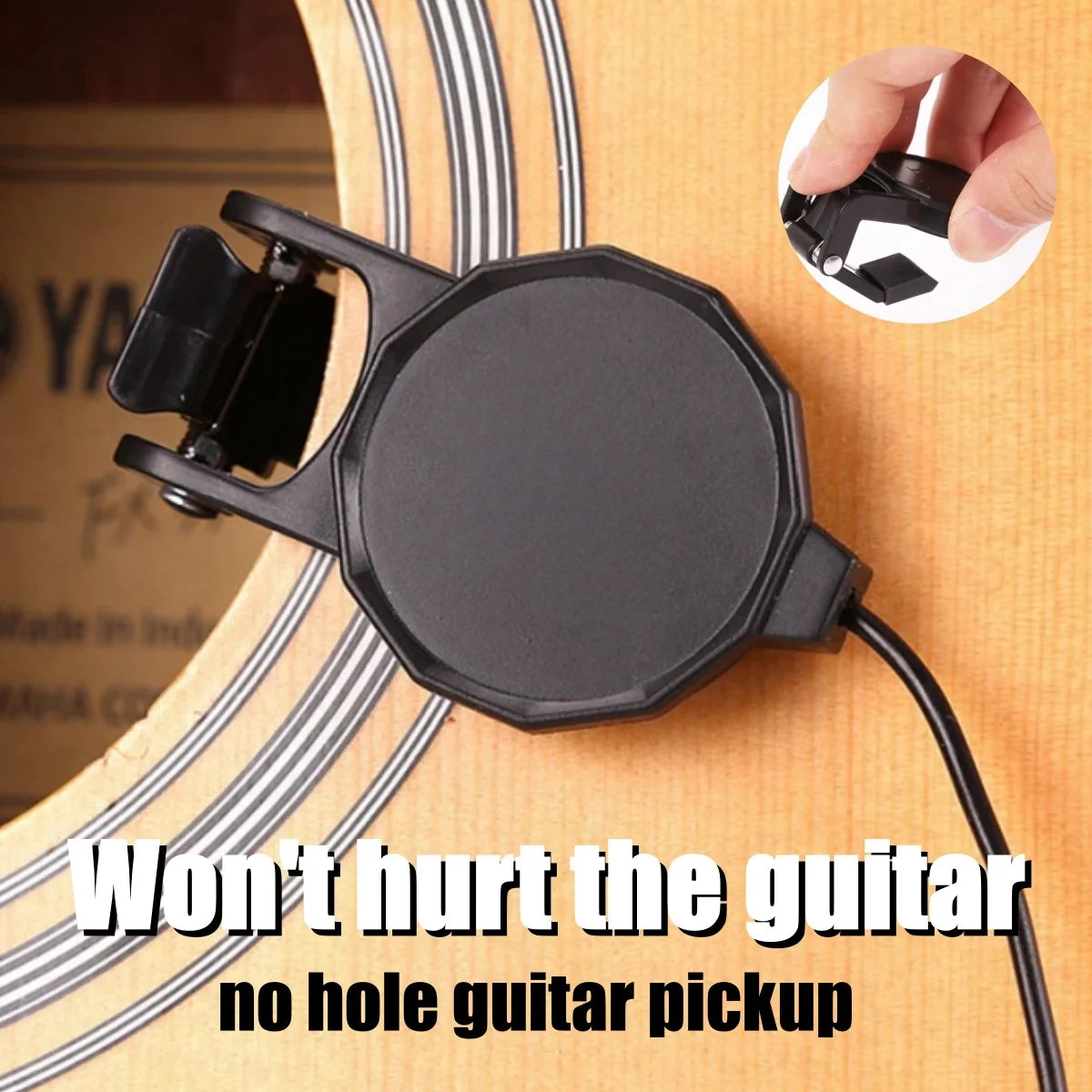 Clip-On Audio Jack Pickup – 2.5M Sound Transducer for Acoustic Guitar, Mandolin, Bouzouki, Violin, Banjo & Ukulele
