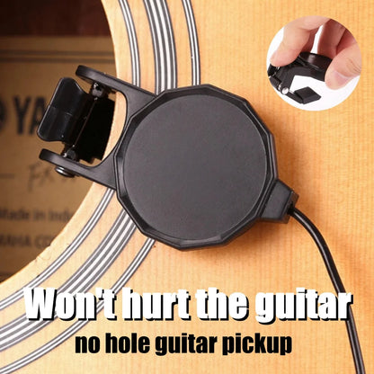 Clip-On Audio Jack Pickup – 2.5M Sound Transducer for Acoustic Guitar, Mandolin, Bouzouki, Violin, Banjo & Ukulele