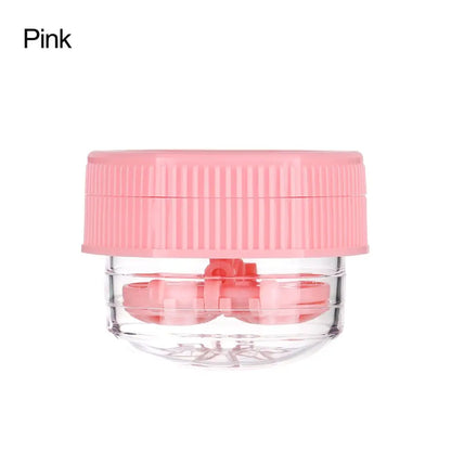 Portable Rotatable Contact Lens Cleaner Case – Manual Cleaning & Storage Container, Plastic Eyewear Accessories Holder for Travel