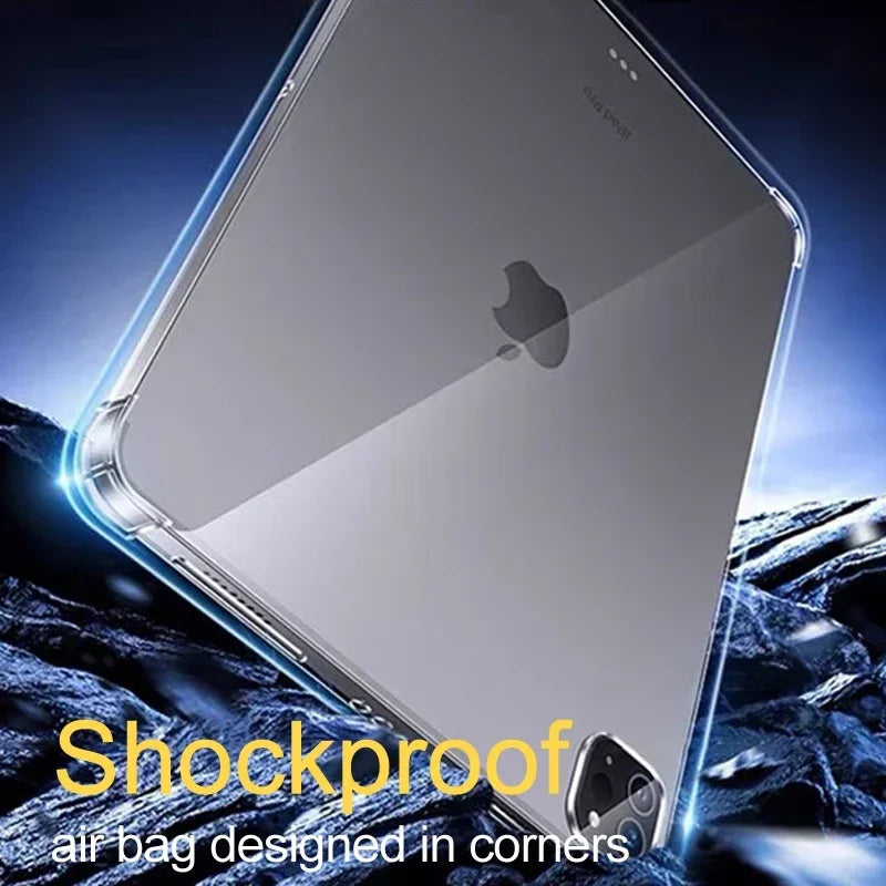 Clear iPad Case - Transparent Soft Shockproof Cover for iPad Air 3–5, Pro 11/12.9/13, Mini 6–9 & 8th–10th Gen