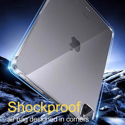 Clear iPad Case - Transparent Soft Shockproof Cover for iPad Air 3–5, Pro 11/12.9/13, Mini 6–9 & 8th–10th Gen