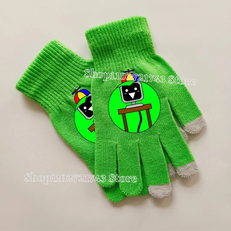 Sprunki Knitted Gloves for Kids - Cute Cartoon Touchscreen Winter Warm Mittens for Boys & Girls