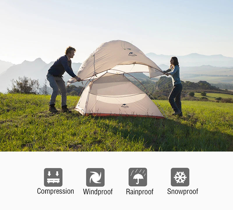 Naturehike Cloud Up 1-Person Camping Tent – Ultralight, Portable, Waterproof Folding Backpack Shelter for Travel & Beach