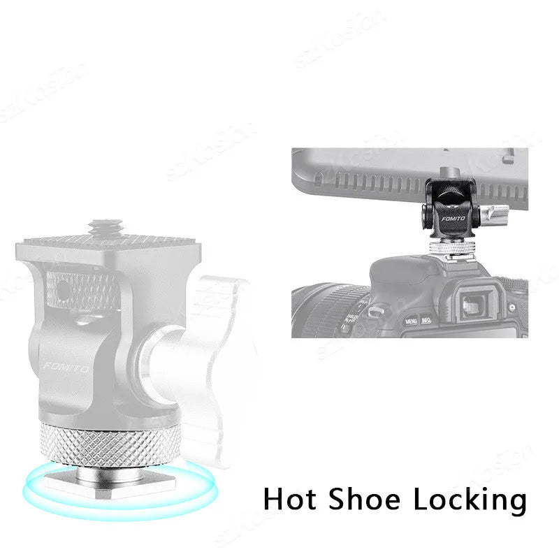 Mini Monitor Mount Holder – Adjustable Tripod Head with Cold Shoe Adapter for Flash, Microphone & Fill Light