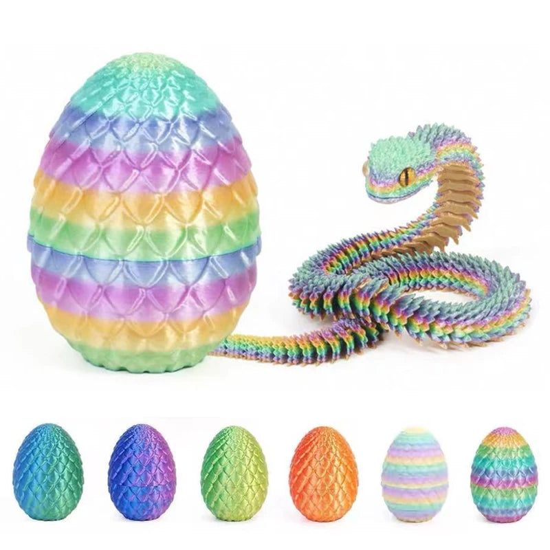3D Printed Snake Egg Mold – Creative Decompression Rotatable Articulated Snake Desktop Ornament & Realistic Animal Toy for Kids