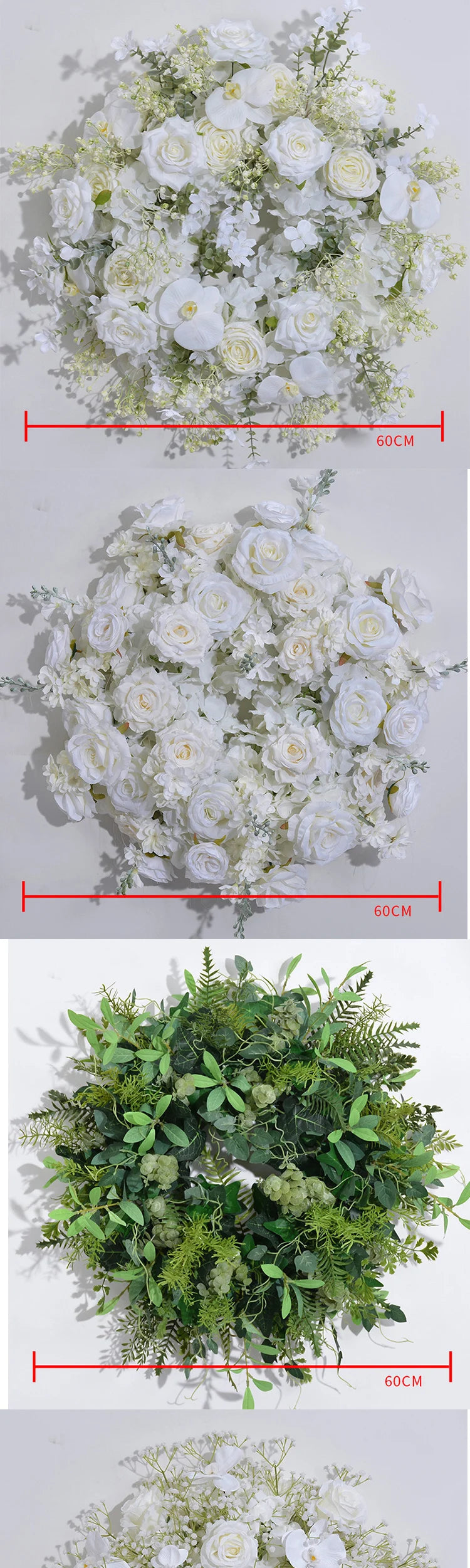 60cm Artificial Flower Wreath – Wedding Table Centerpiece & Backdrop Decoration
